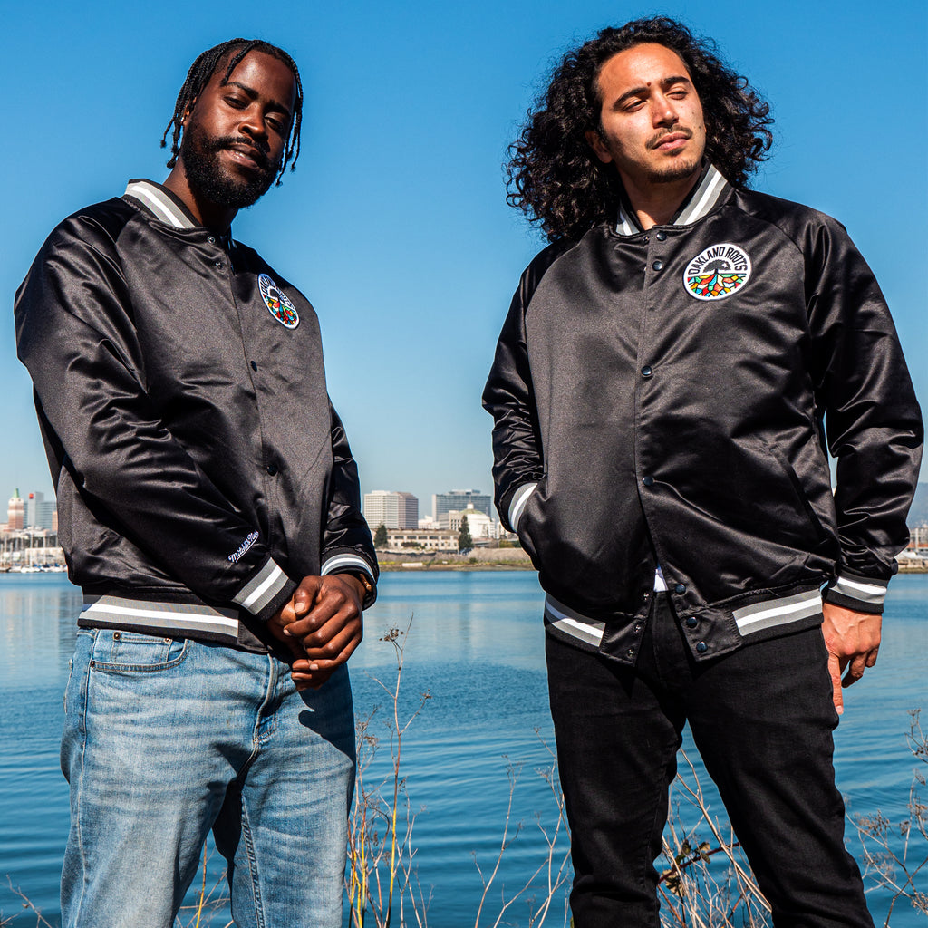 Satin Jacket - Mitchell & Ness x Oaklandish, Reversible Black