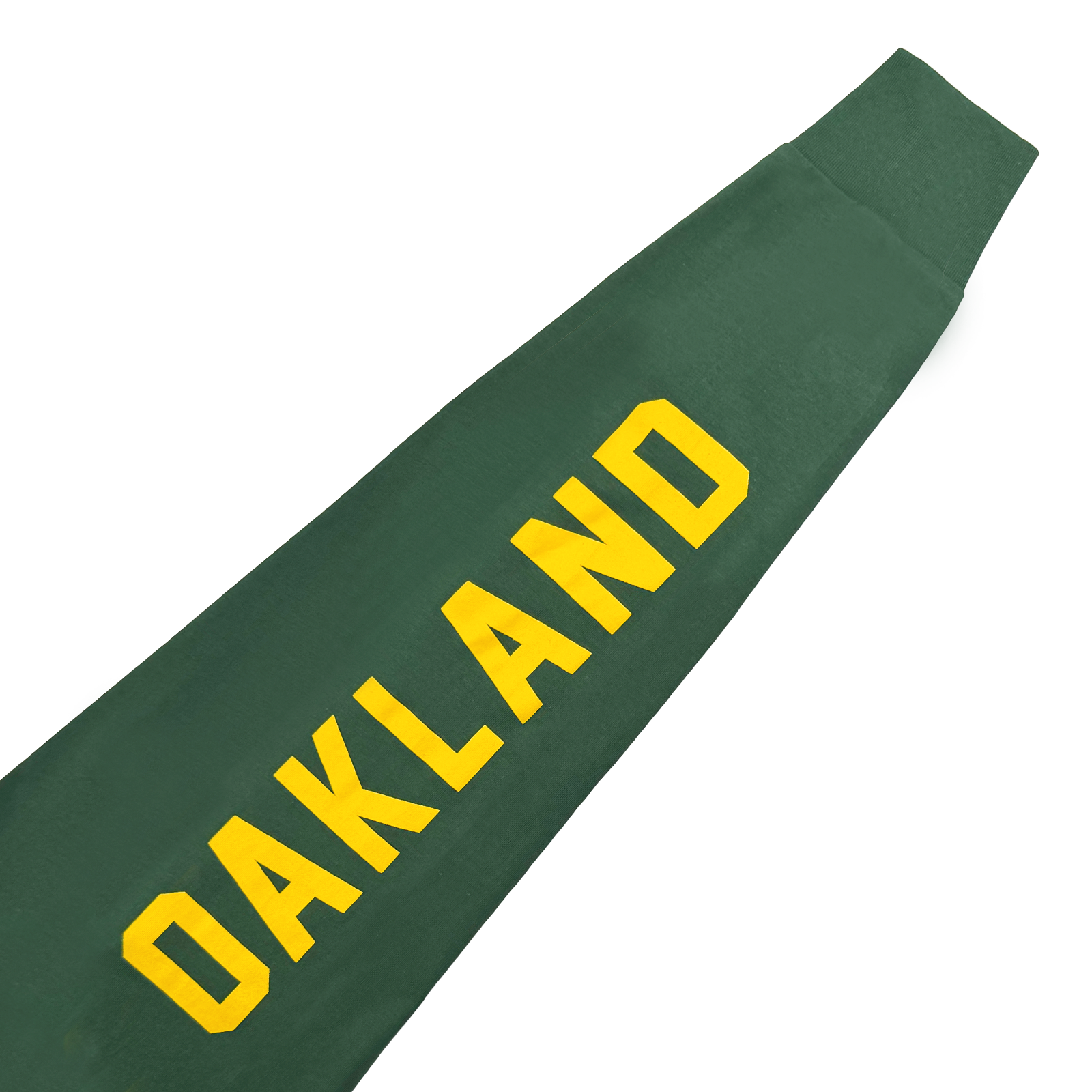 The Oakland Roots SC Classic 2.0 LS Tee by Oakland Roots SC is shown diagonally on a white background, featuring bold yellow "OAKLAND" lettering—evoking classic team style.