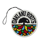 Full color Oakland Roots SC Logo air freshener with string to hang.