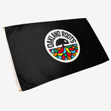 Detailed photo of grommet on Oakland Roots logo crest 3' x 5' flag